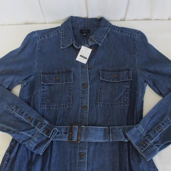 J Crew Factory Chambray Utility Shirtdress NWT, Size 4 - Picture 3 of 9